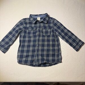H & M Boys Button Down Plaid Shirt, size 12 to 18 months